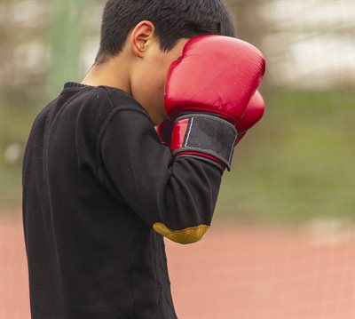 A kid boxing