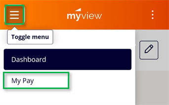 MyView My Pay Hamburger menu