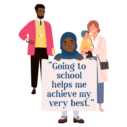 Every Day Matters campaige visual with quote: 'Going to school helps me achieve my very best'