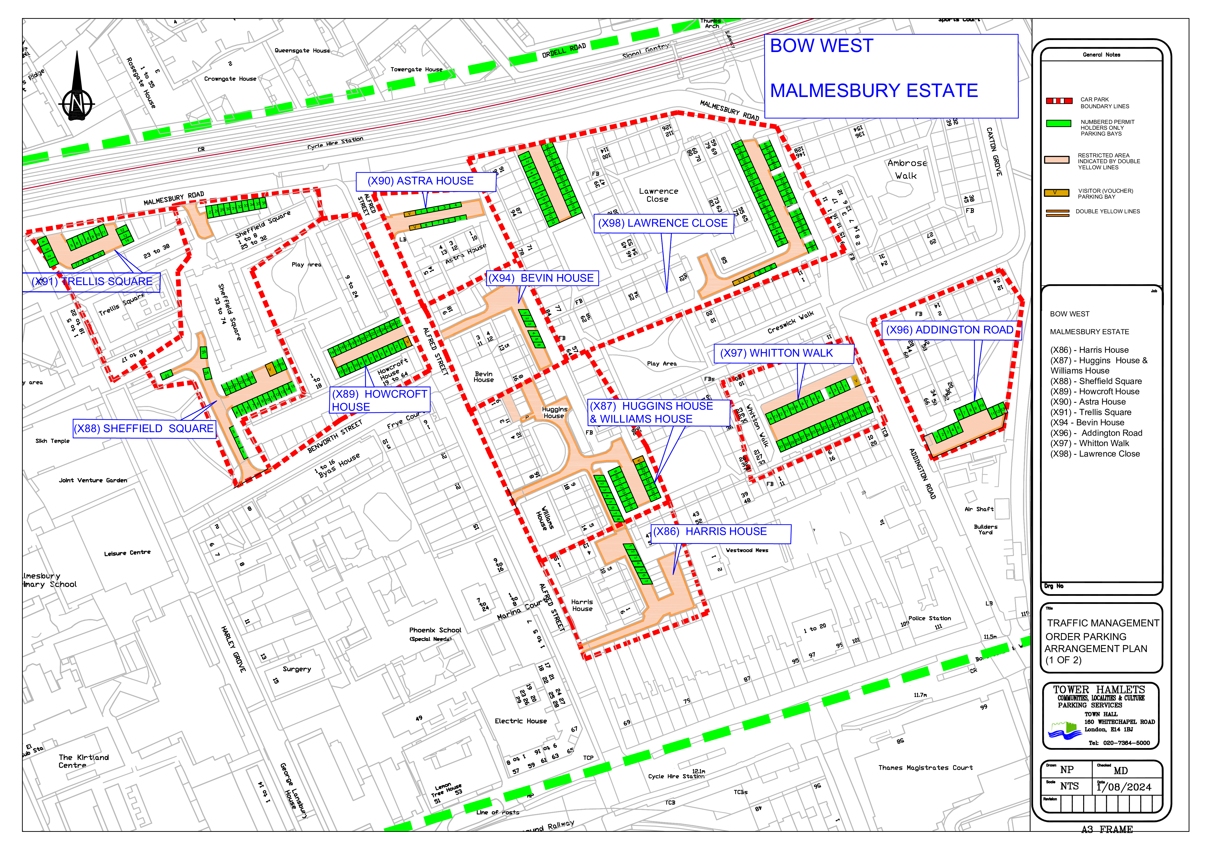 Malmesbury Estate - Bow West Proposed Parking arrangement plans