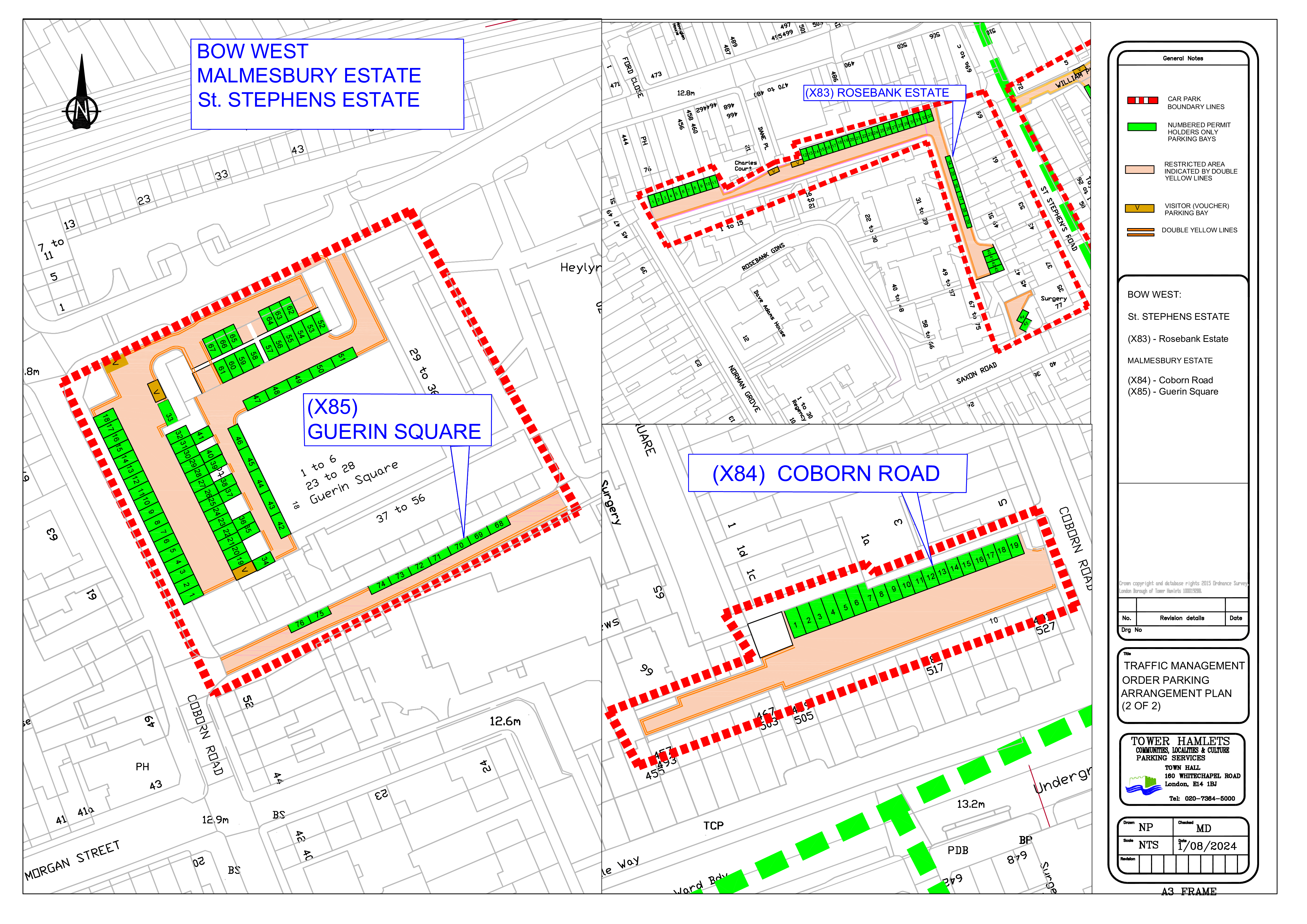 Malmesbury Estate and St Stephens Estate - Bow West Proposed Parking arrangement plans